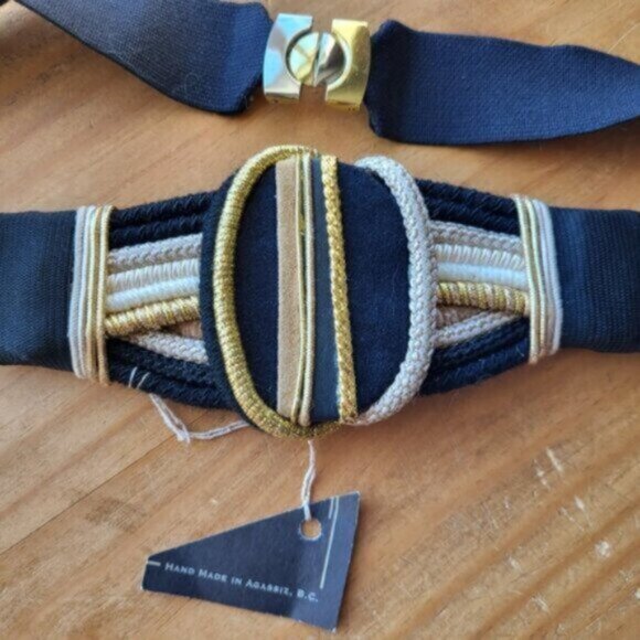 Retro Gold tone Elastic Rope Belt NWT Sz Medium - Picture 6 of 10
